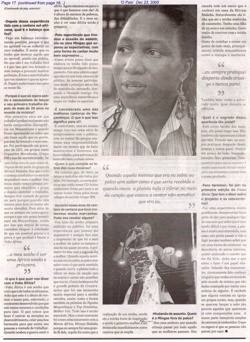 'O Pais' (News Daily, Moçambique) December 23, 2005, Part 2 of 2