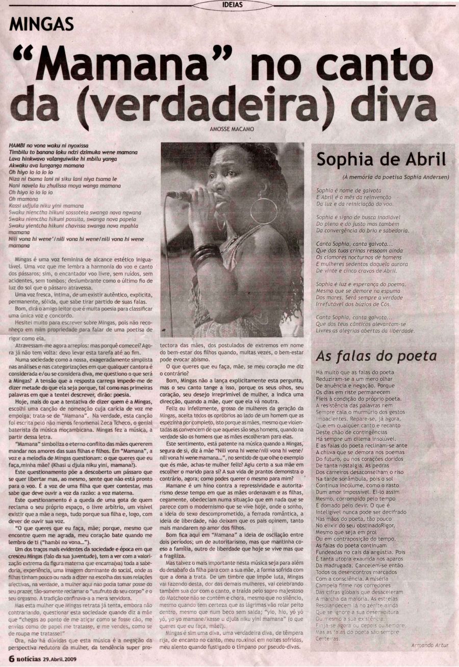 Noticias', Cultura-section, April 29, 2009