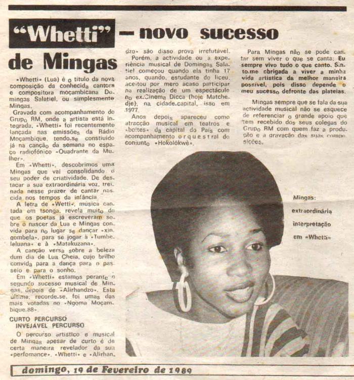 'Domingo' (News weekly, Moçambique) February 19, 1989