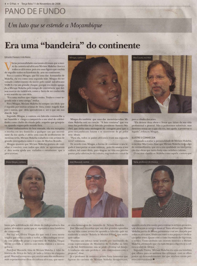 'O Pais' (News Daily, Moçambique) November 11, 2008