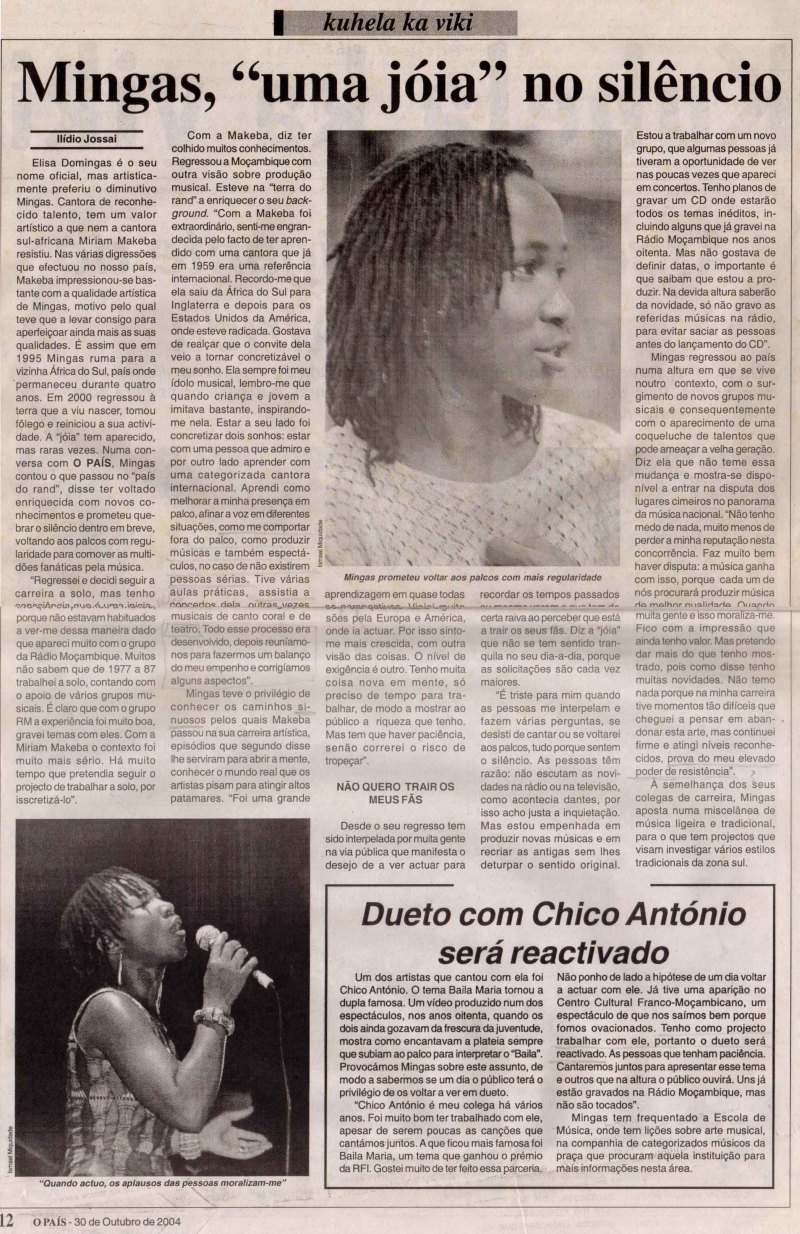 'O Pais' (News Daily, Moçambique) October 30, 2004