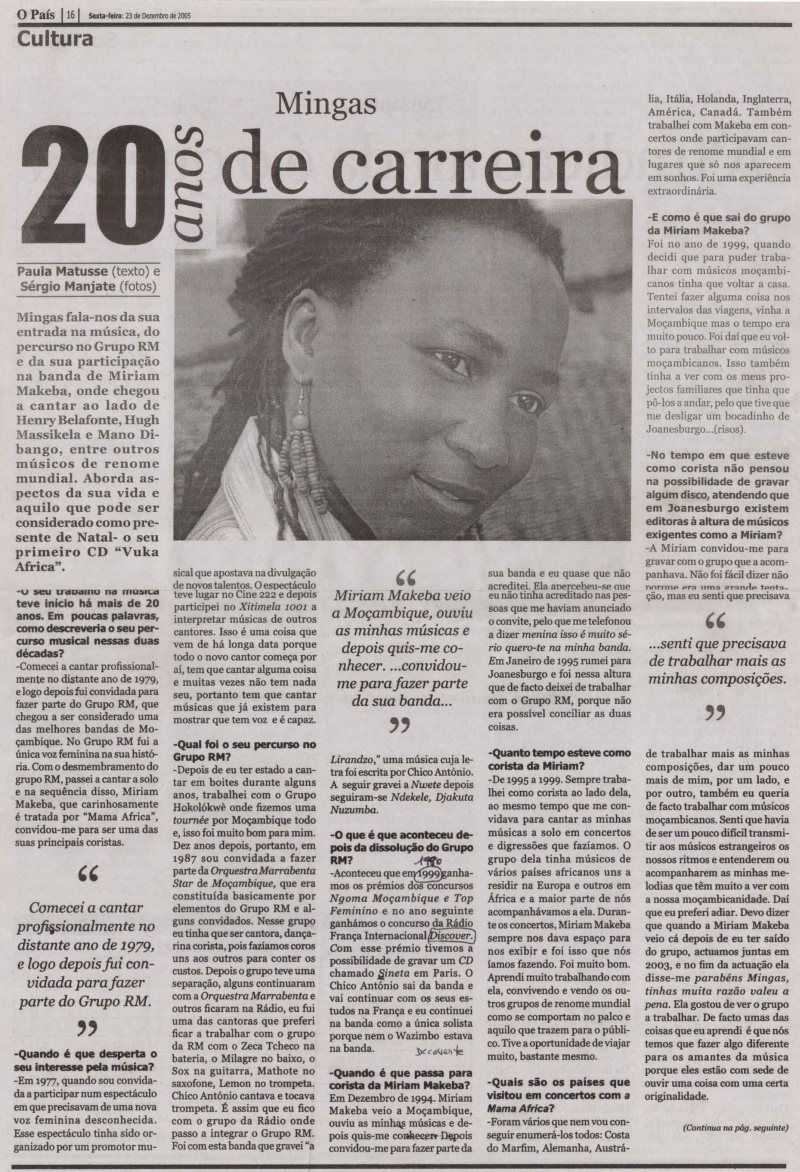 'O Pais' (News Daily, Moçambique) December 23, 2005, Part 1 of 2