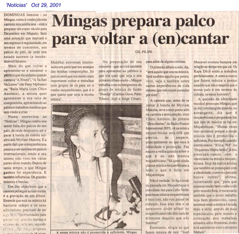'Noticias' (News Daily, Moçambique) October 29, 2001