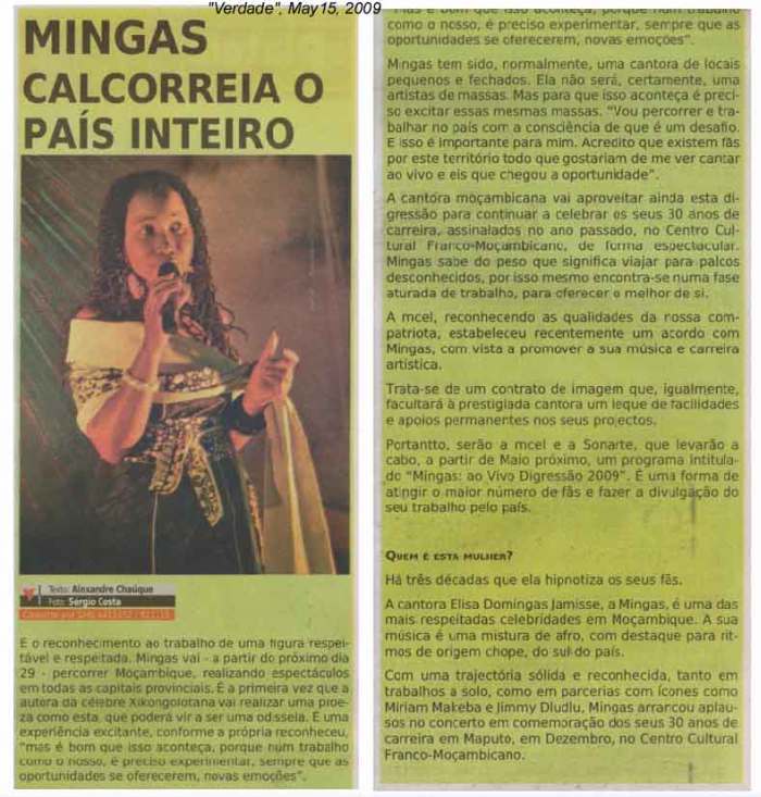 'Verdade' (News weekly, Moçambique), May 15, 2009