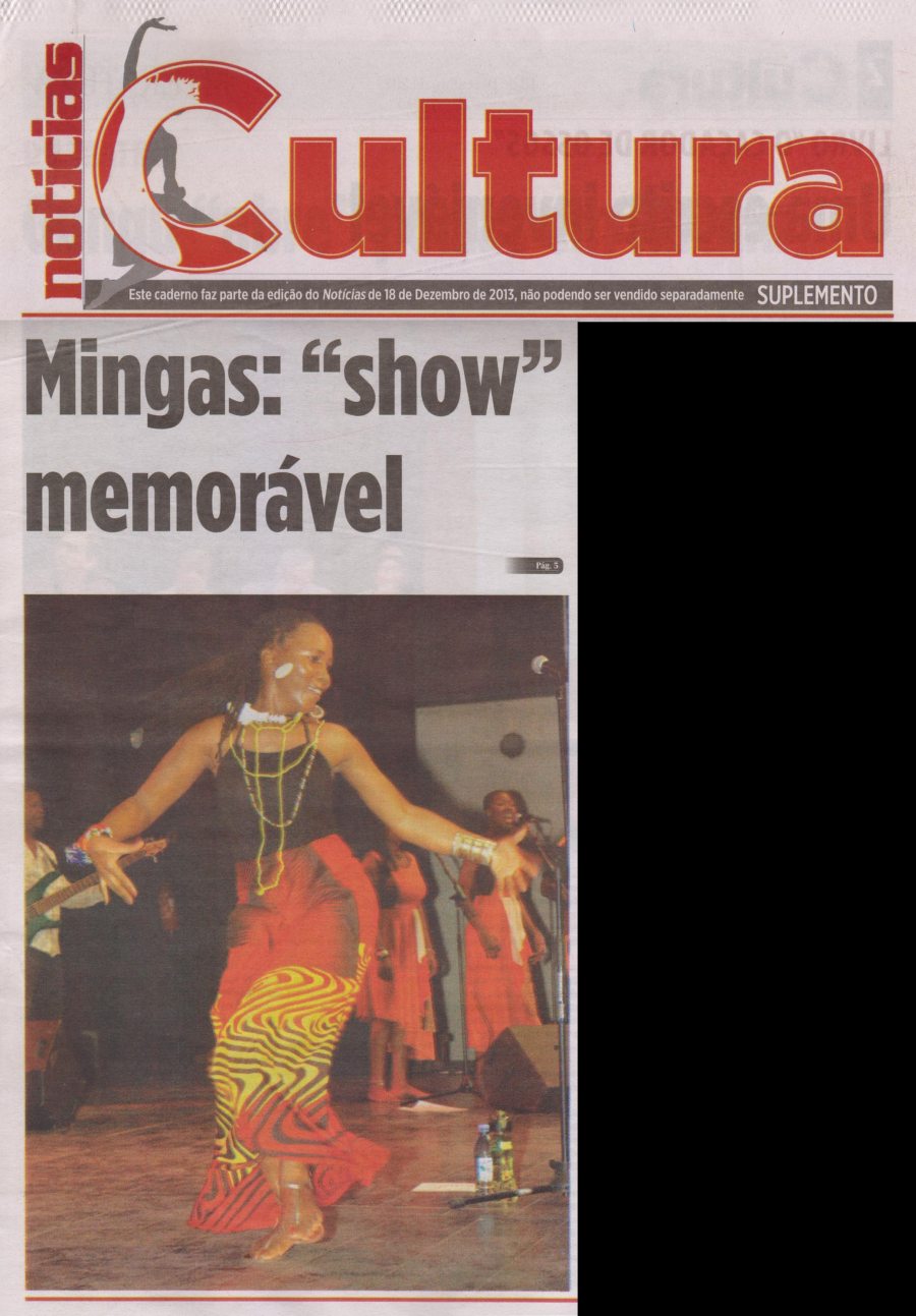 Noticias Cultura, December 18, Cover page (no.1 of 2 pages): Review of Mingas' concert 'Vhumela' on December 13 at CCFM in Maputo