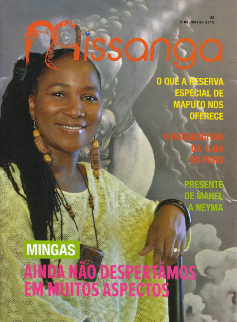 'Missanga' magazine, January 2015, Cover page (no.1 of 9 pages): Cover article, Interview with Mingas